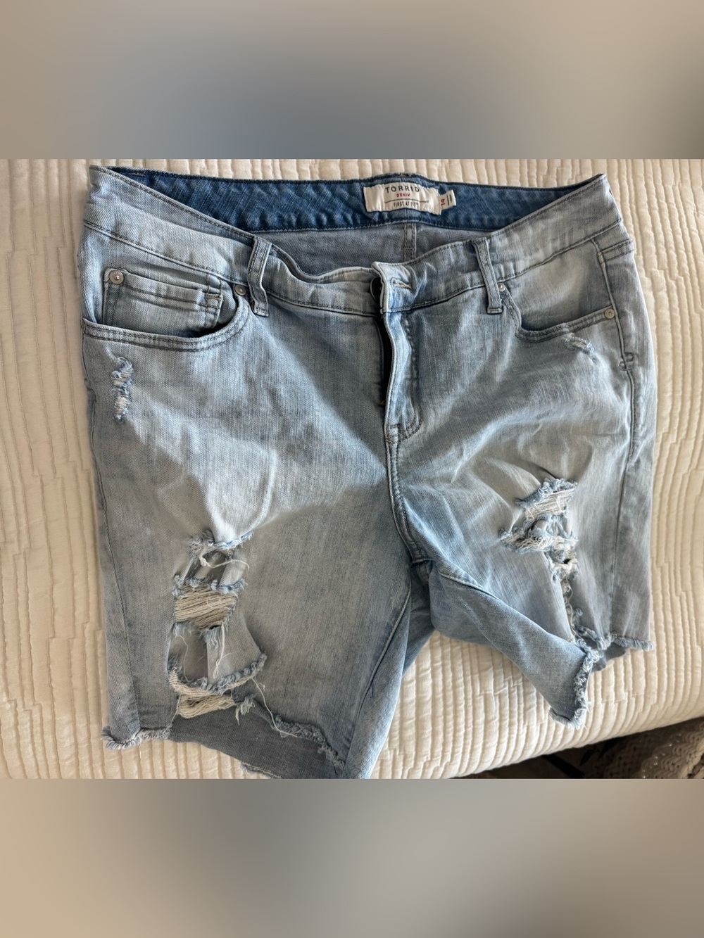 torrid Light Blue Washed Denim Shorts